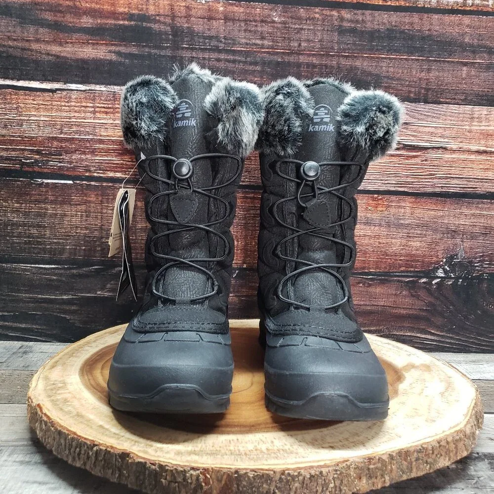 NWT Kamik Snow Boots Size 7 Momentum Waterproof Insulated Outdoor Black Vegan